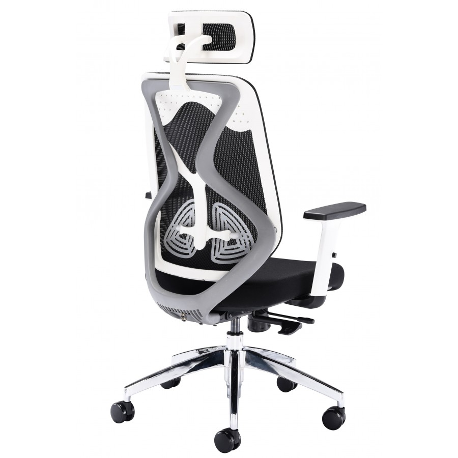 Maldini White Frame Mesh Posture Ergonomic Chair